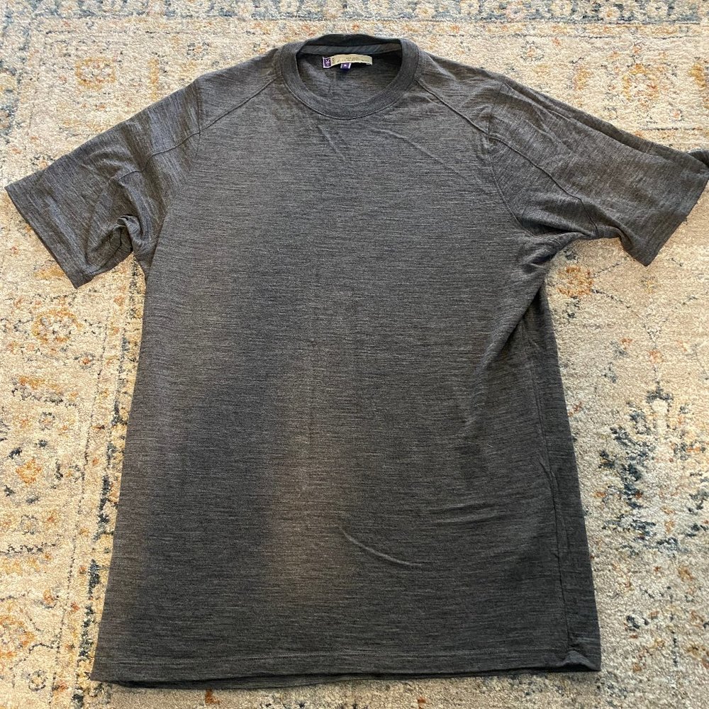 Ibex lightweight wool crew neck t-shirt (M, Dark Grey)